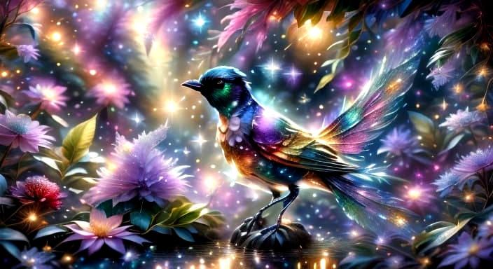 Christmas Wreath with Glittering Birds