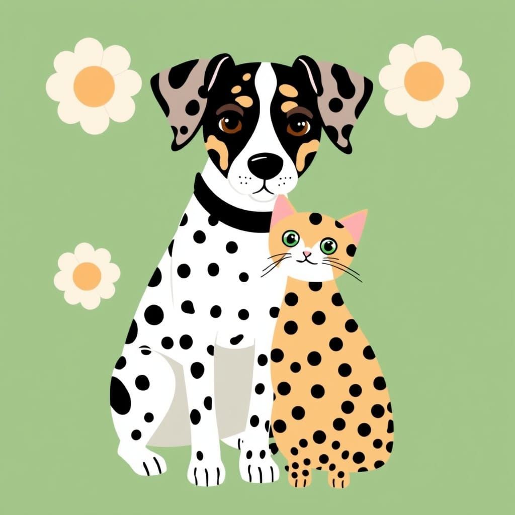 Dalmatian Dog and Polka Dot Cat