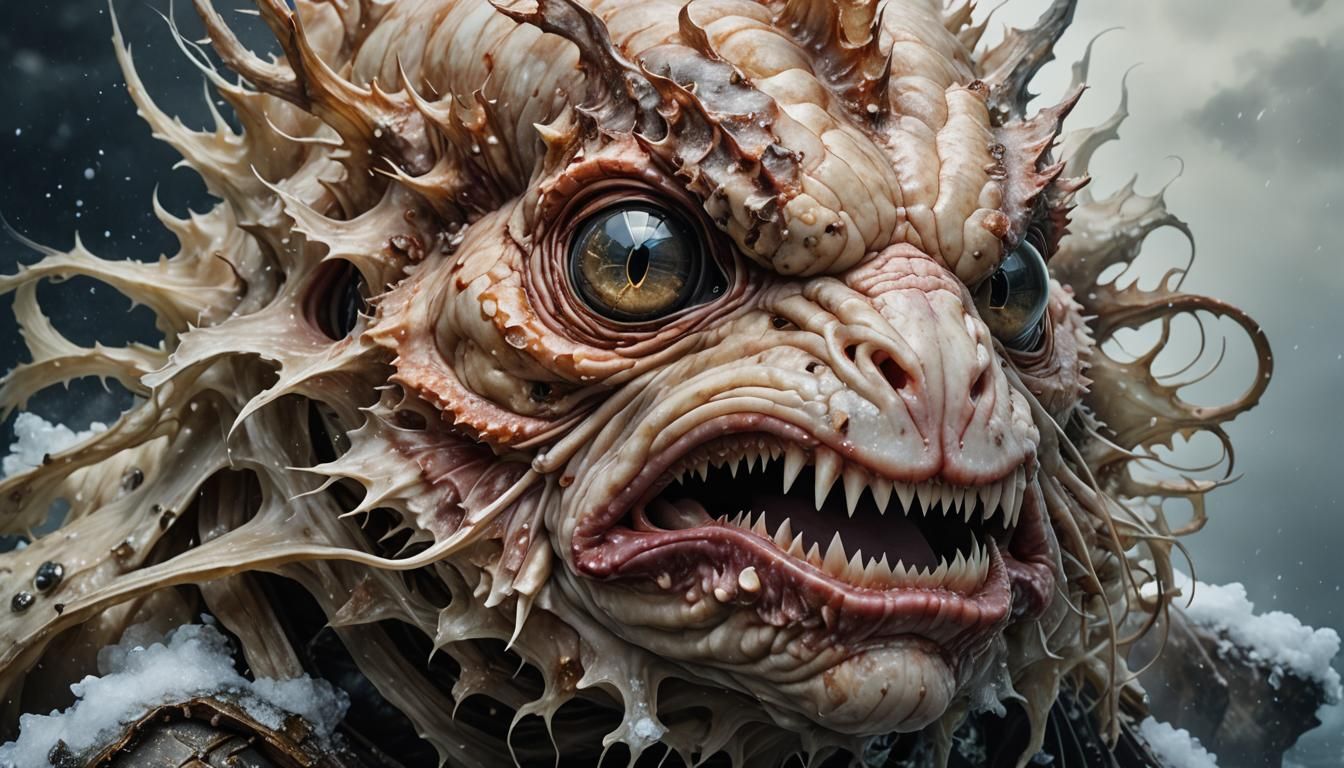 Eerie Monkfish Portrait in Hyperrealistic Style