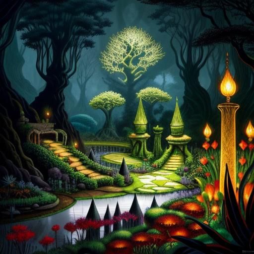 Botanical Garden in a Magical Fantasy World