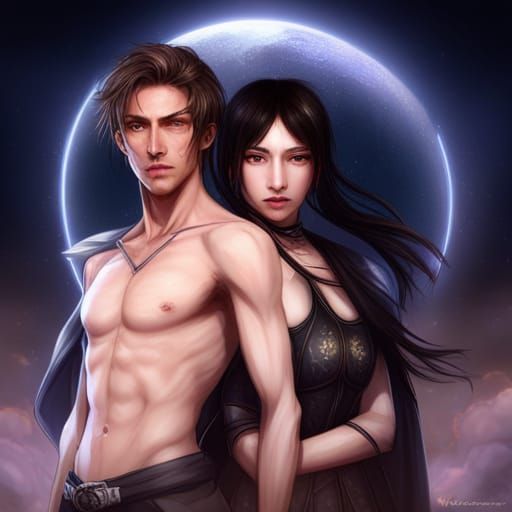 Rukia and Mugetsu Portrait with Moon and Lightning