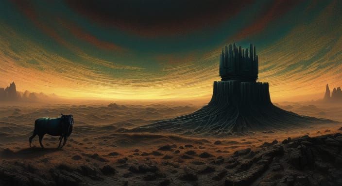 Cosmic Horror Object on Desolate Plain