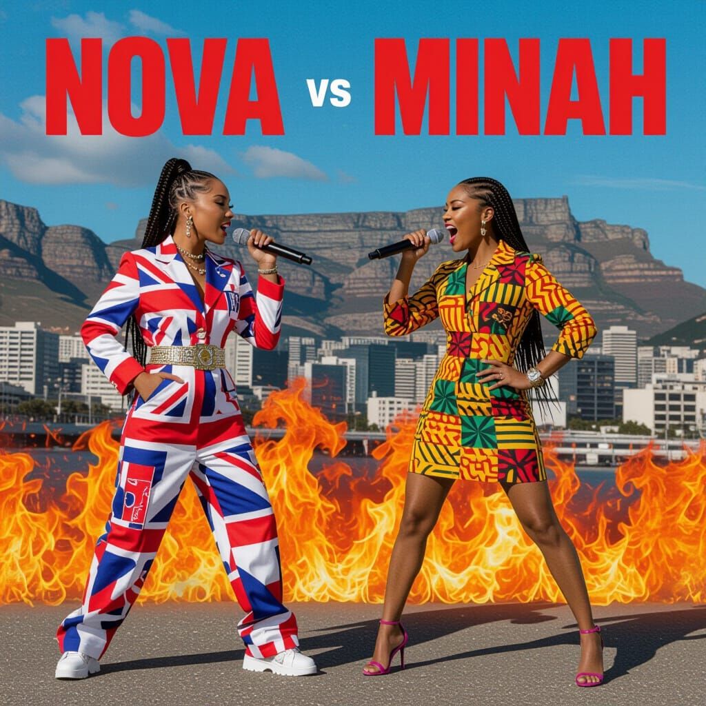 Dynamic Cape Town Rap Battle in Pop Art Style