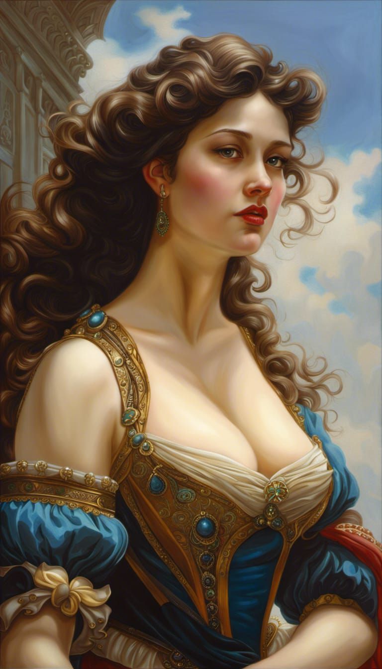 Voluptuous Damsel in Distress: Hyperrealistic Masterpiece