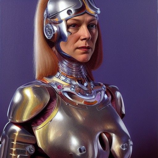 Cyborg Queen of England in Oil Painting Style