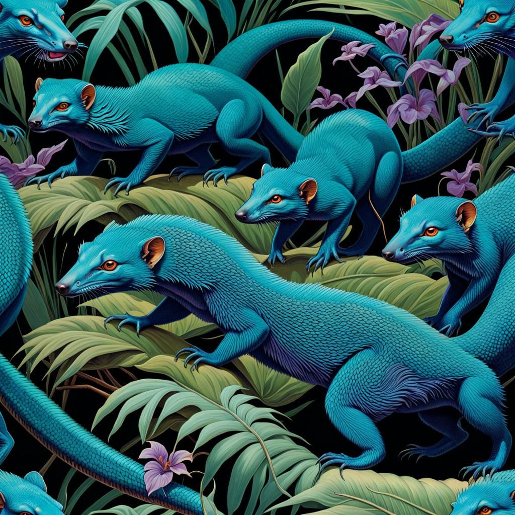 Lizard-Faced Dragon Herd in Triadic Colors