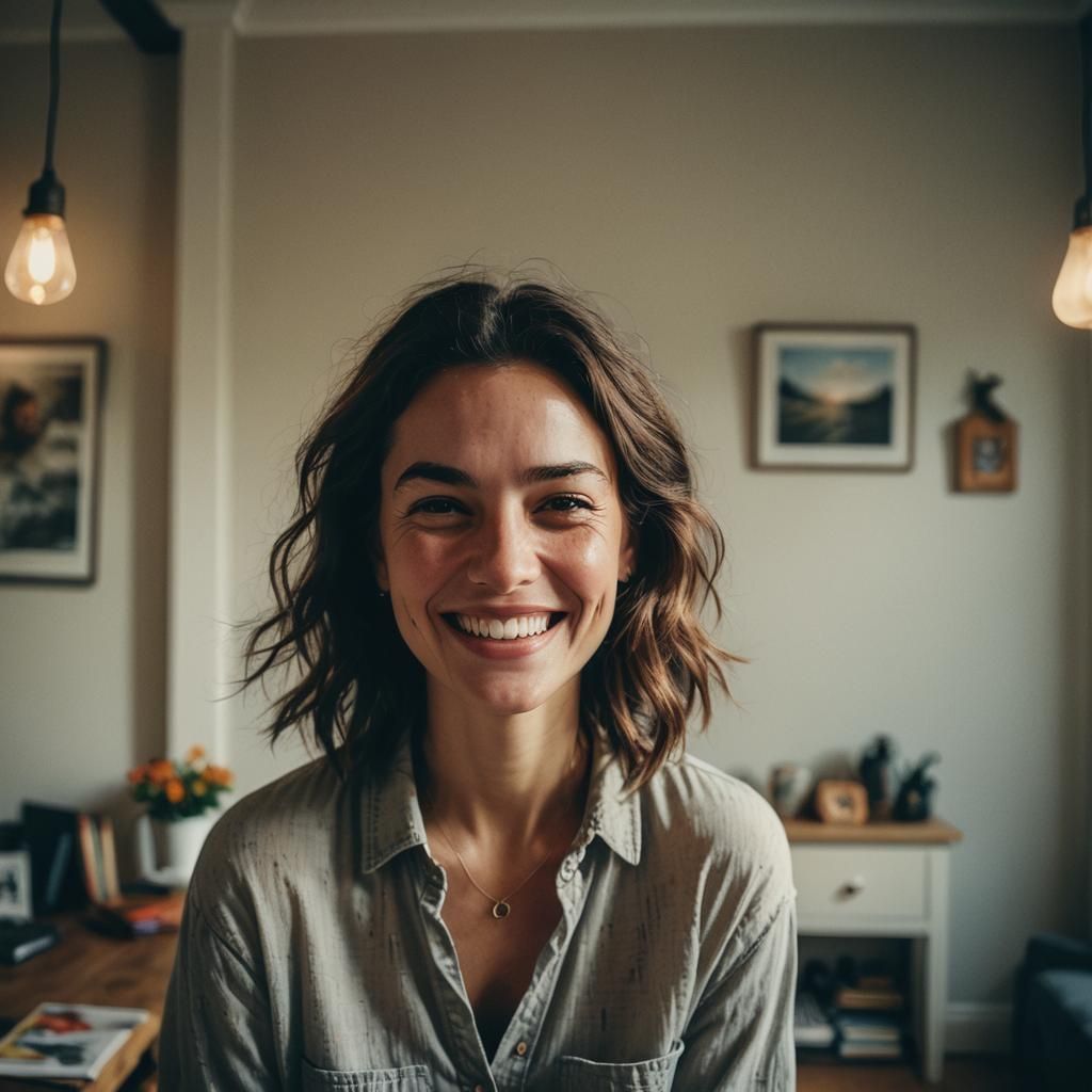 Smiling Woman at Home Representing Self-Esteem