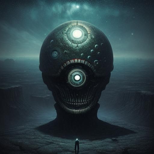 Surreal Man with Starry Sky Brain