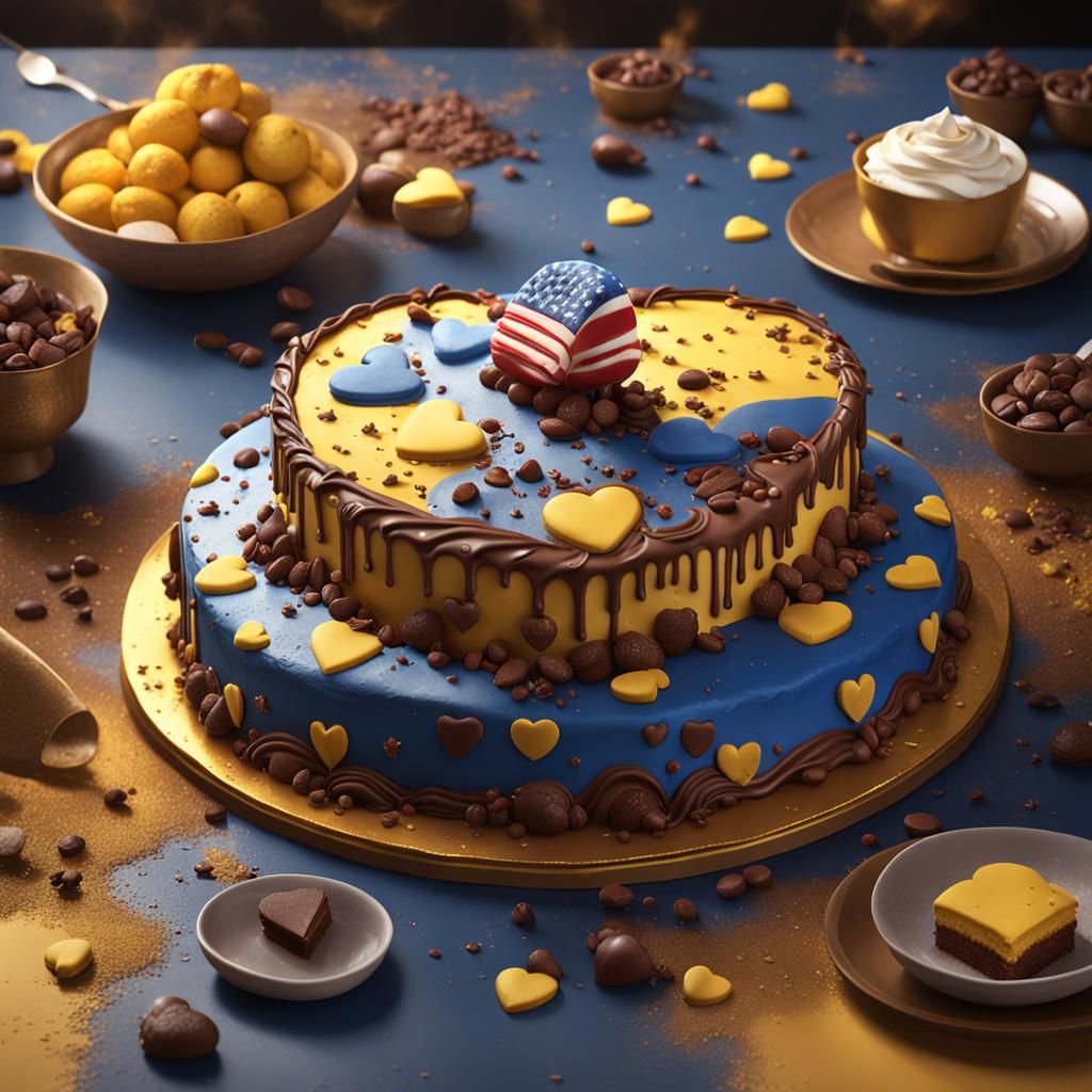 Detailed American Heart Cake: Fantasy Concept Art