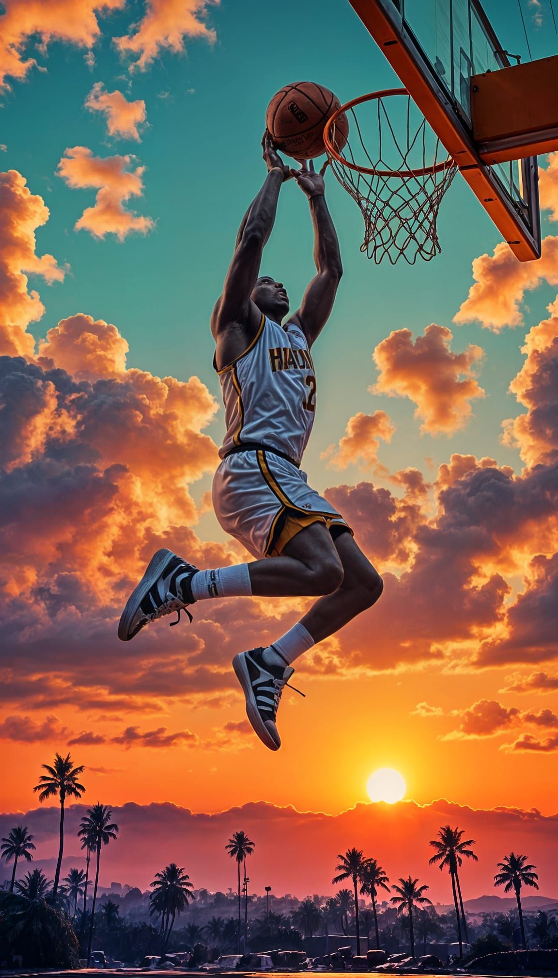 Basketball Slam Dunk in Pop Art Style