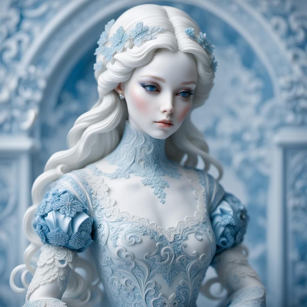 Porcelain Doll Woman in Art Nouveau Style