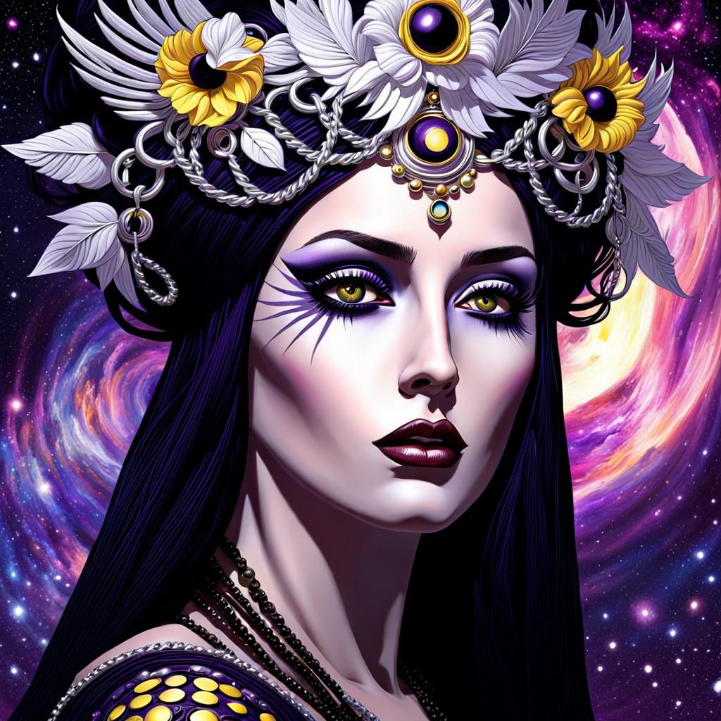 Gothic Pagan Priestess: A Macabre Digital Portrait