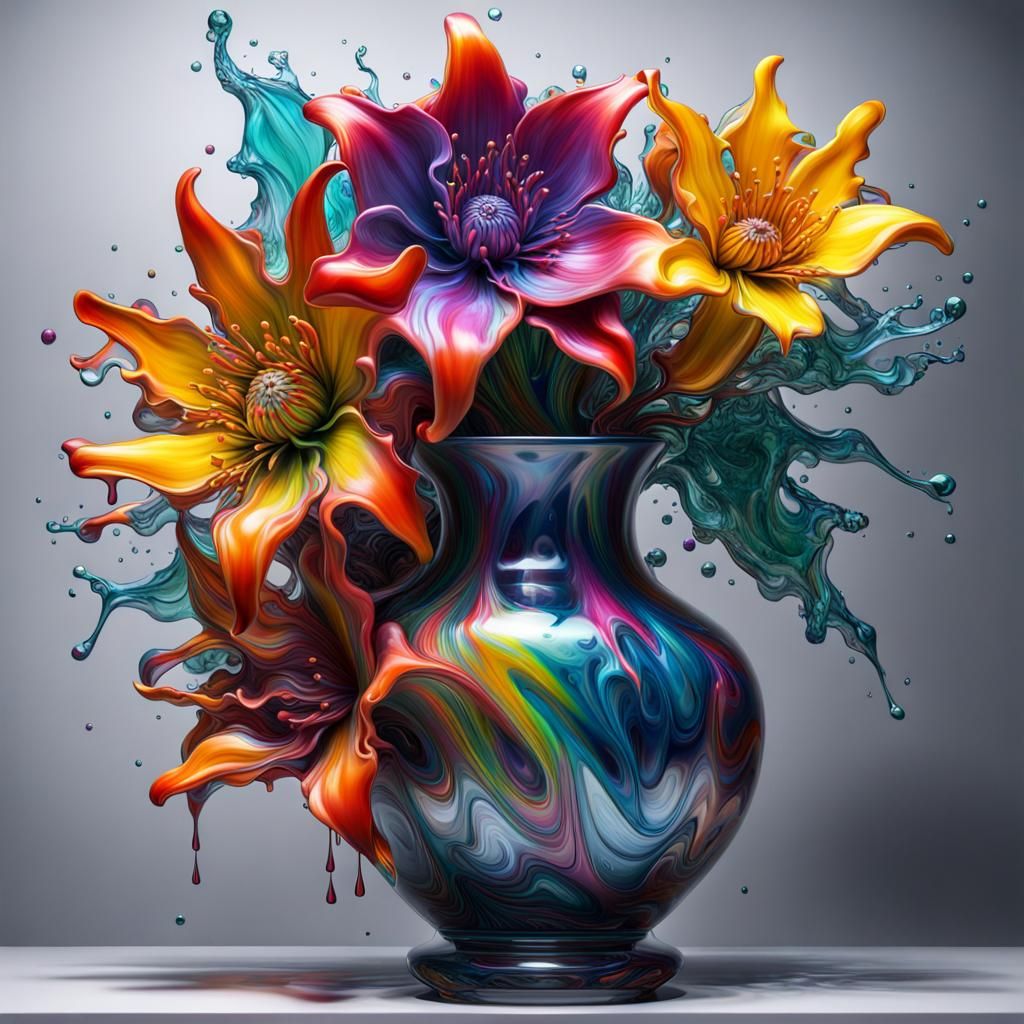 Awe-Inspiring Glass Flower Vase Graffiti Art