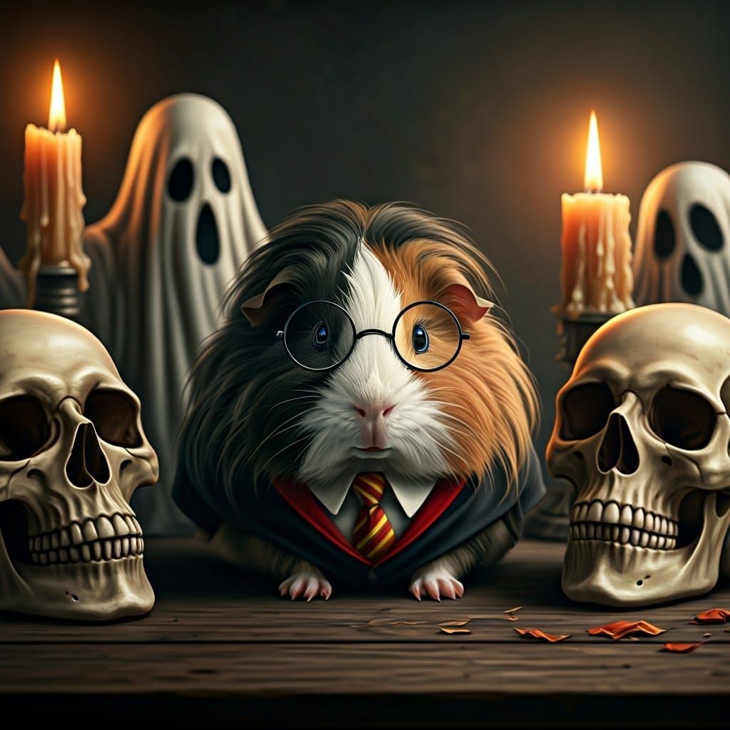 Harry Potter Guinea Pig in Spooky Setting