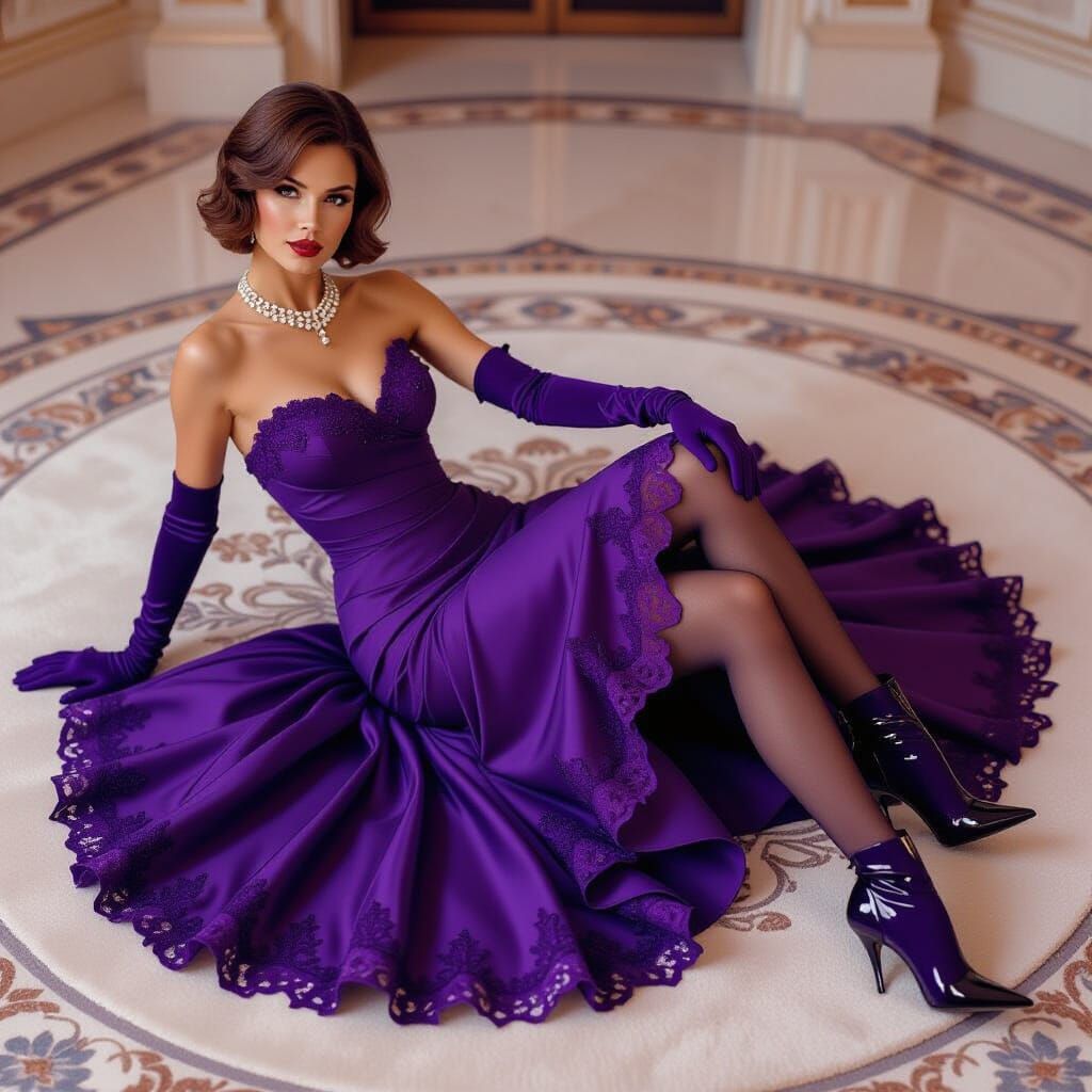 Woman in Purple Dress, Art Nouveau Style