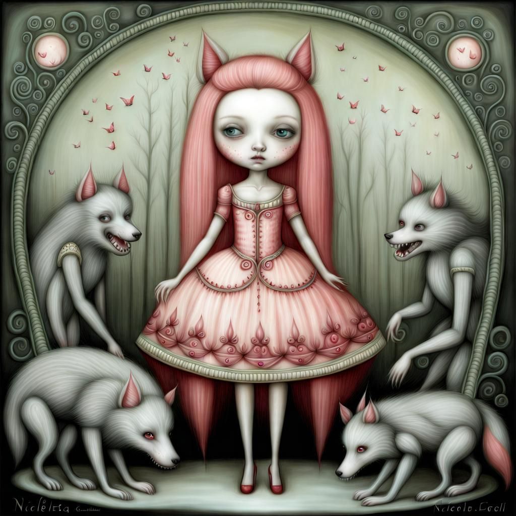 Feminine Werewolf in Surreal Style