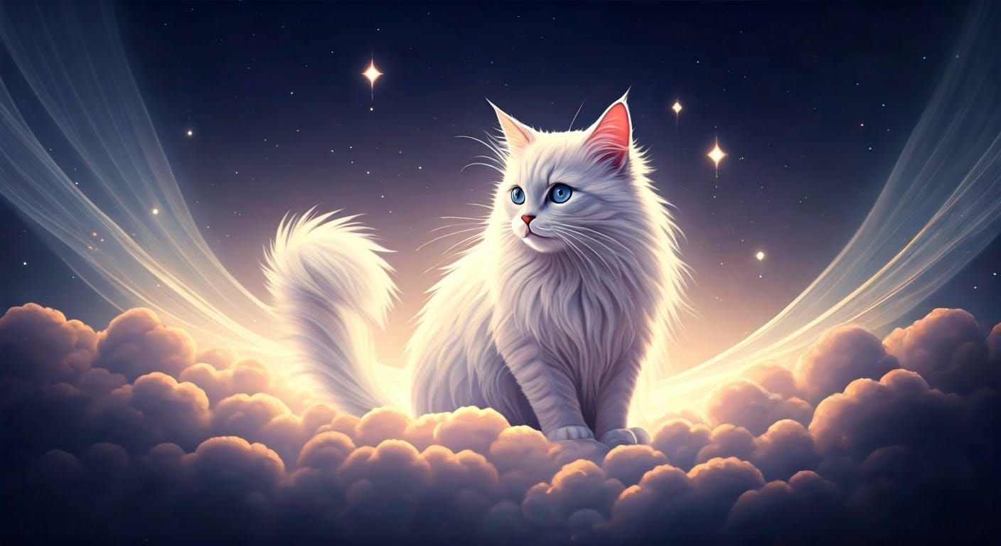 Whimsical Cloud Kitty in Ethereal Fantasy Style
