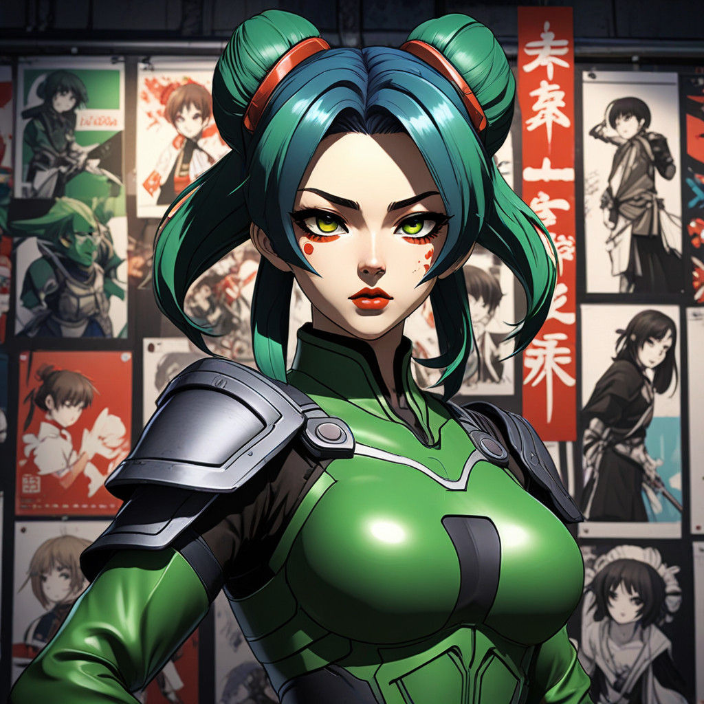 Anime Kyoshi Warrior in Dramatic Makeup