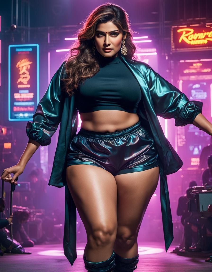 Cyberpunk Indian Fantasy Figure with Neon Accents