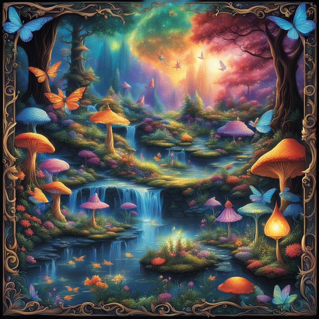 Holographic Fairy Wonderland in Deep Color Poster Art