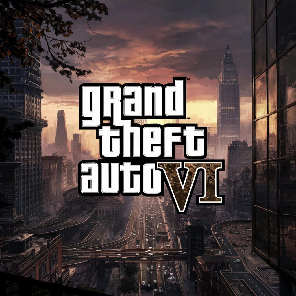 Grand Theft Auto VII Logo with Epic Cityscape