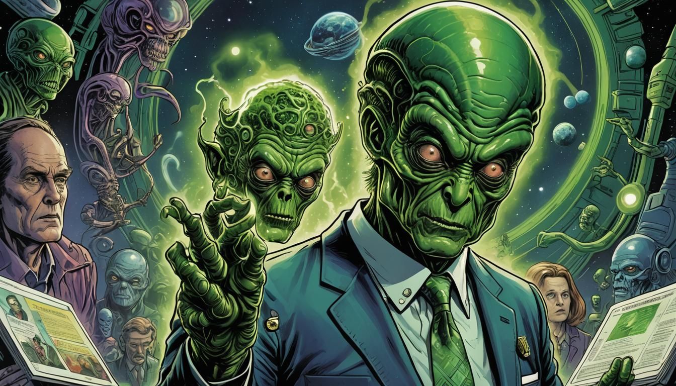 Alien Politician Presents Cosmic Program: Comic Book Art