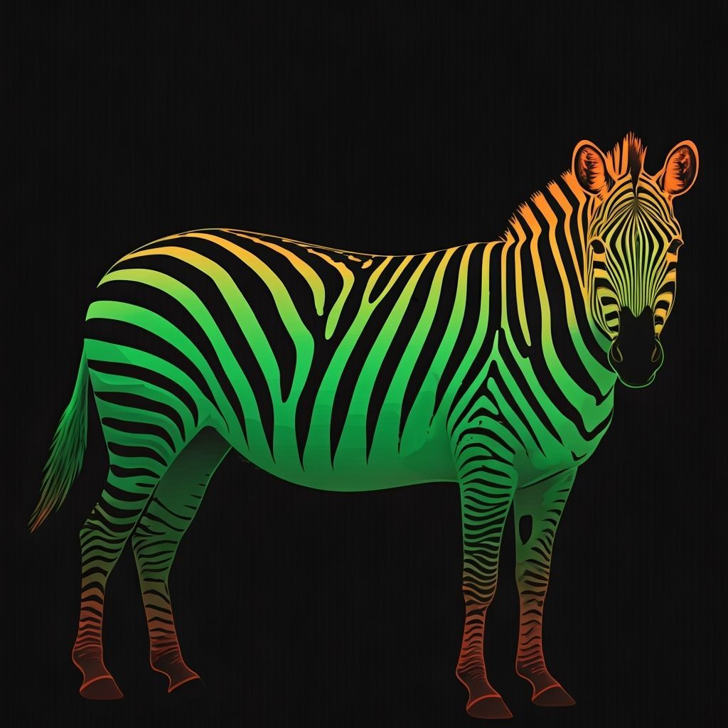 Neon green and neon orange zebra