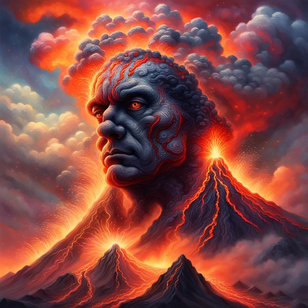 Volcano Mind Eruption in Ethereal Fantasy Style