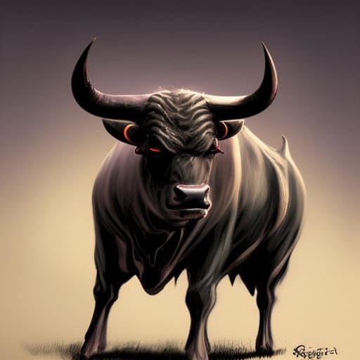 Sinister Purple-Haired Bull Digital Art