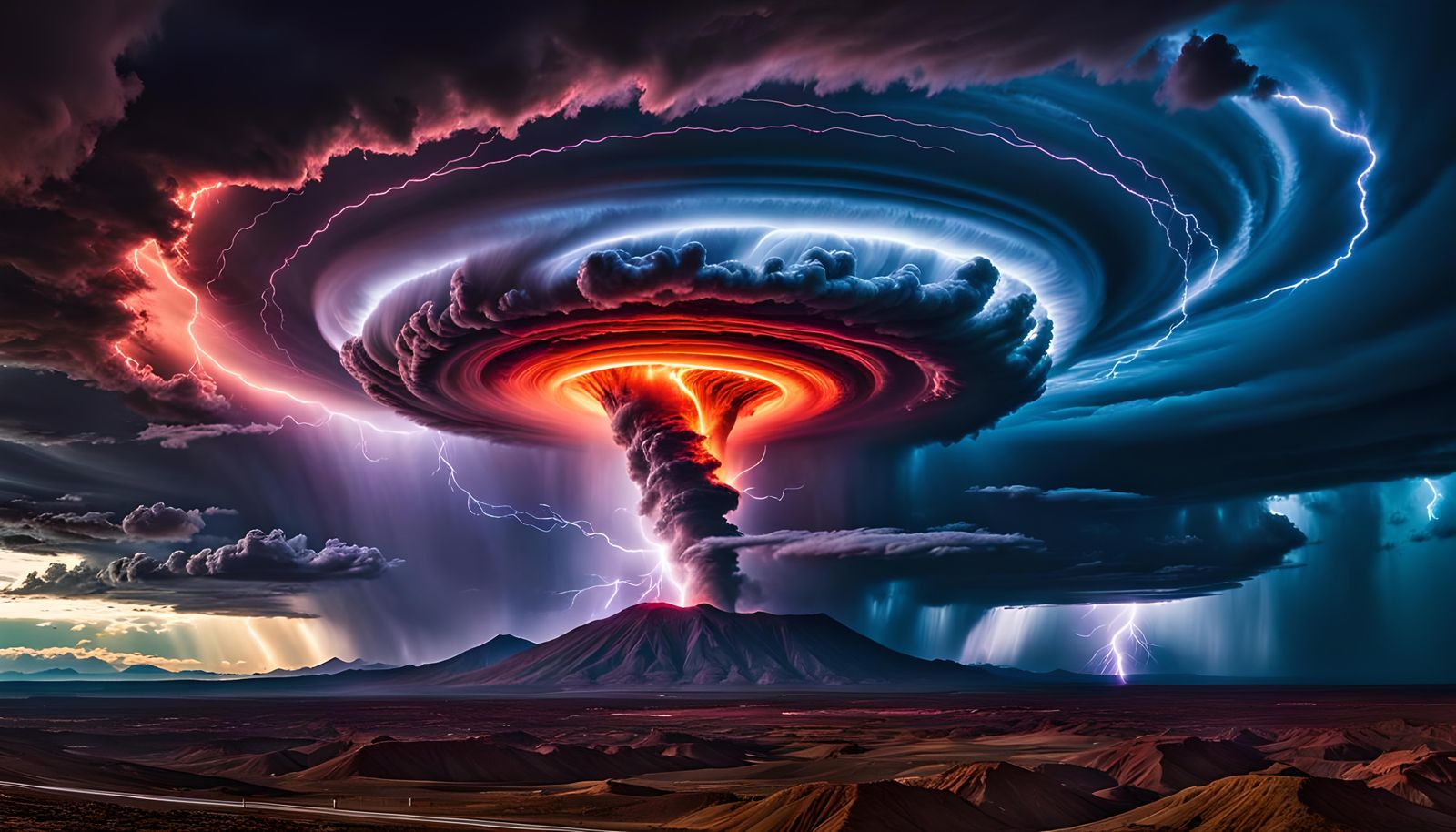 Neon Lightning Storm on Jupiter in Expressionist Style