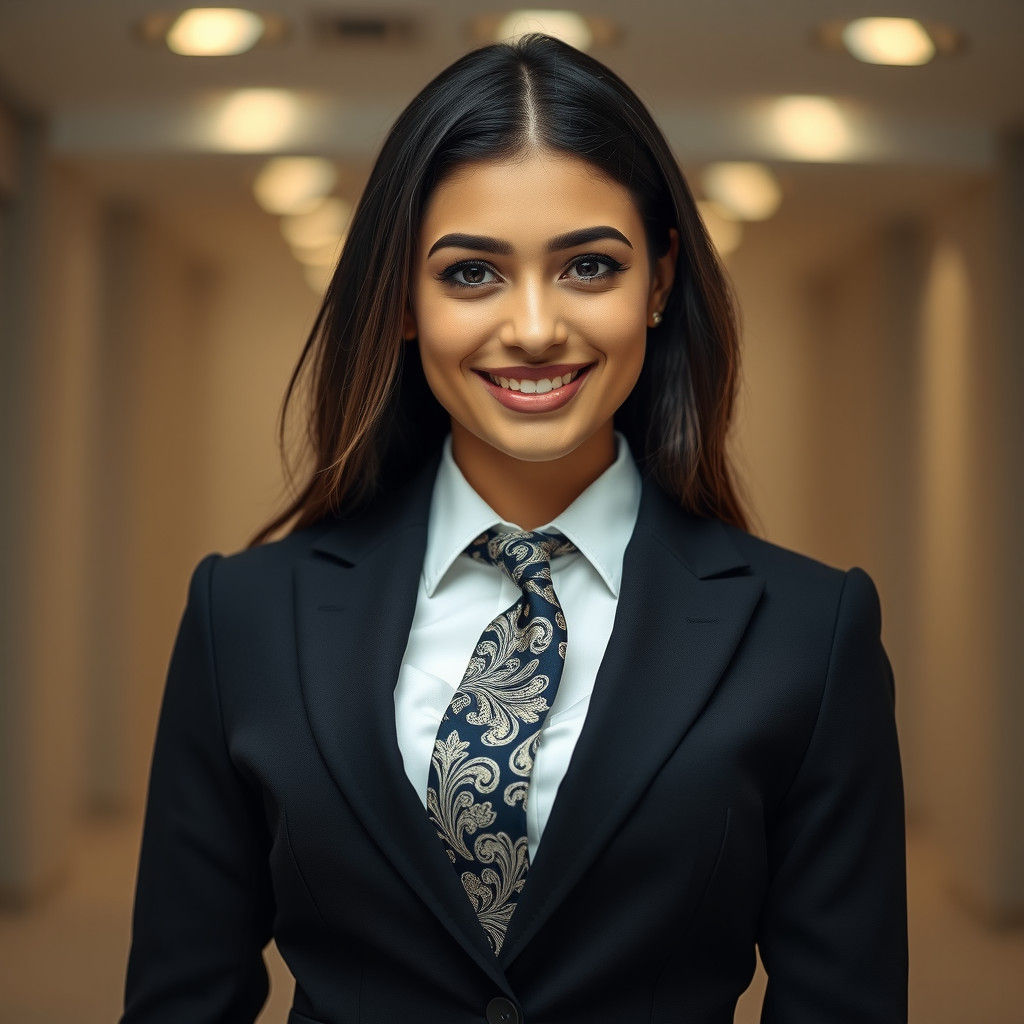 Elegant Preppy Businesswoman in Business Suit