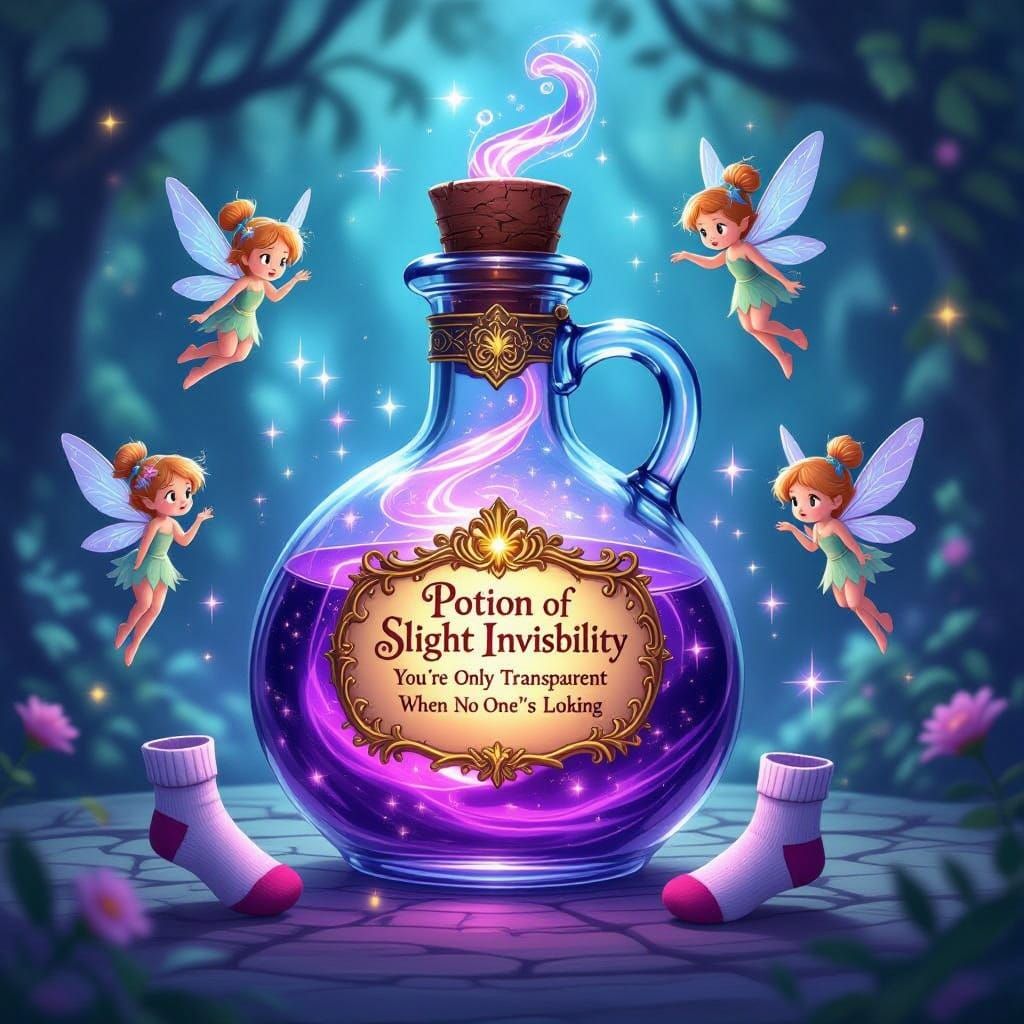Whimsical Potion of Slight Invisibility in a Fantasy Setting