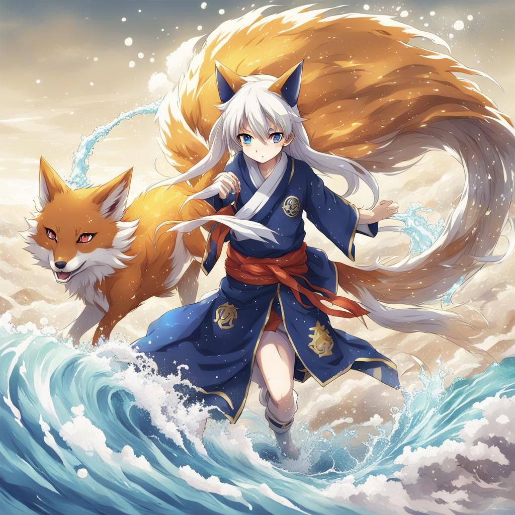 Kitsune with Sand and Water Power, Anime Style