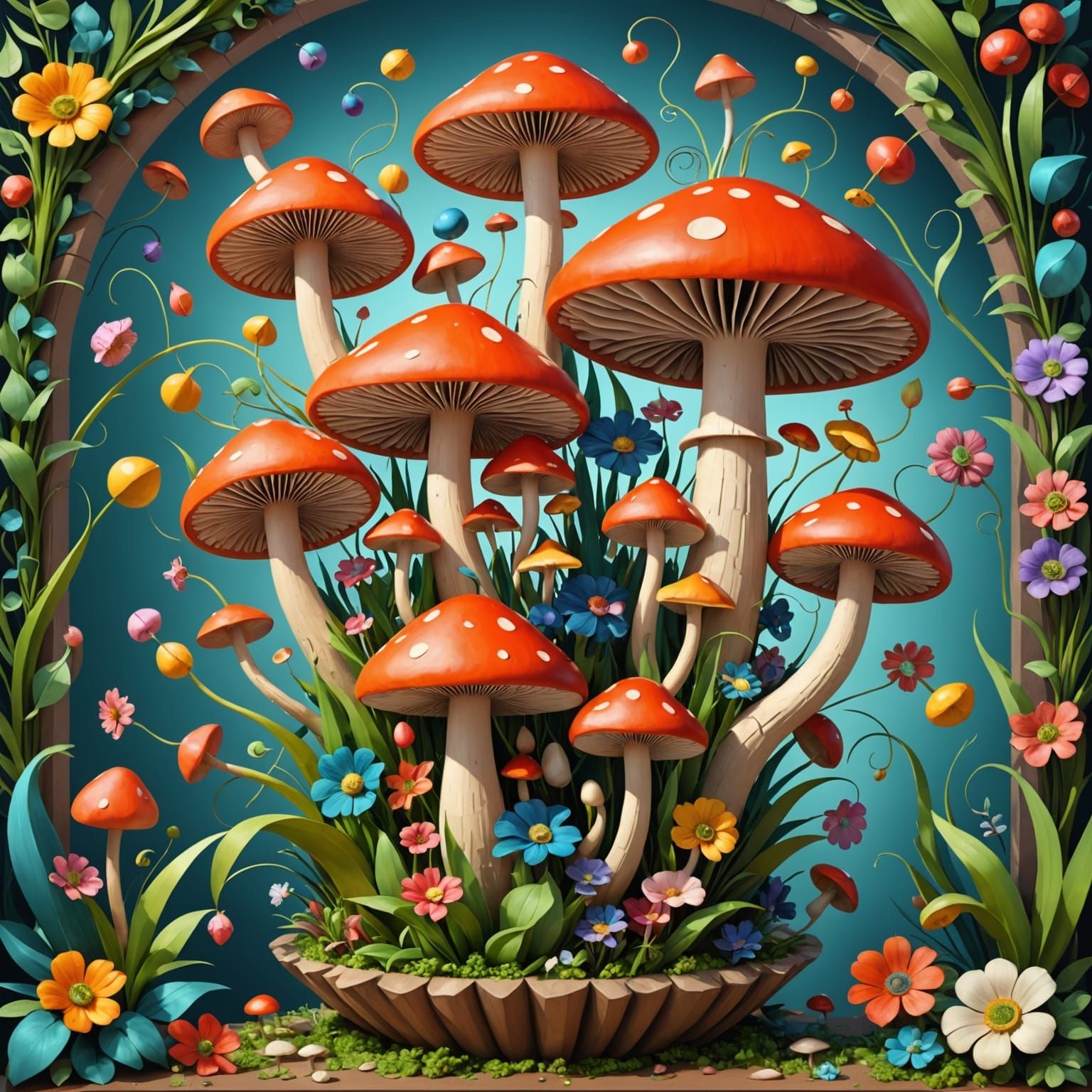 Vibrant Cubist Florals in 3D