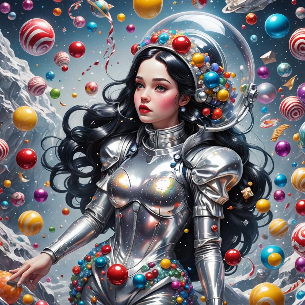 Snow White Space Mermaid in Candy Art Style