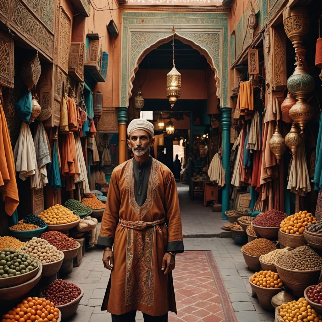 Moroccan Market Scene in Cinematic Style