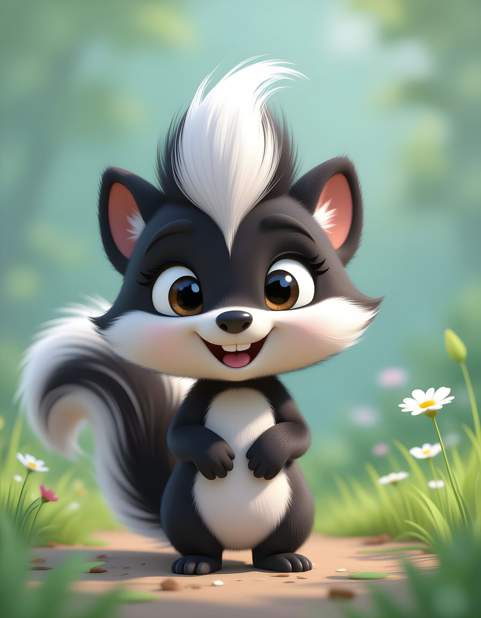 3D Cartoon Skunk Character Design