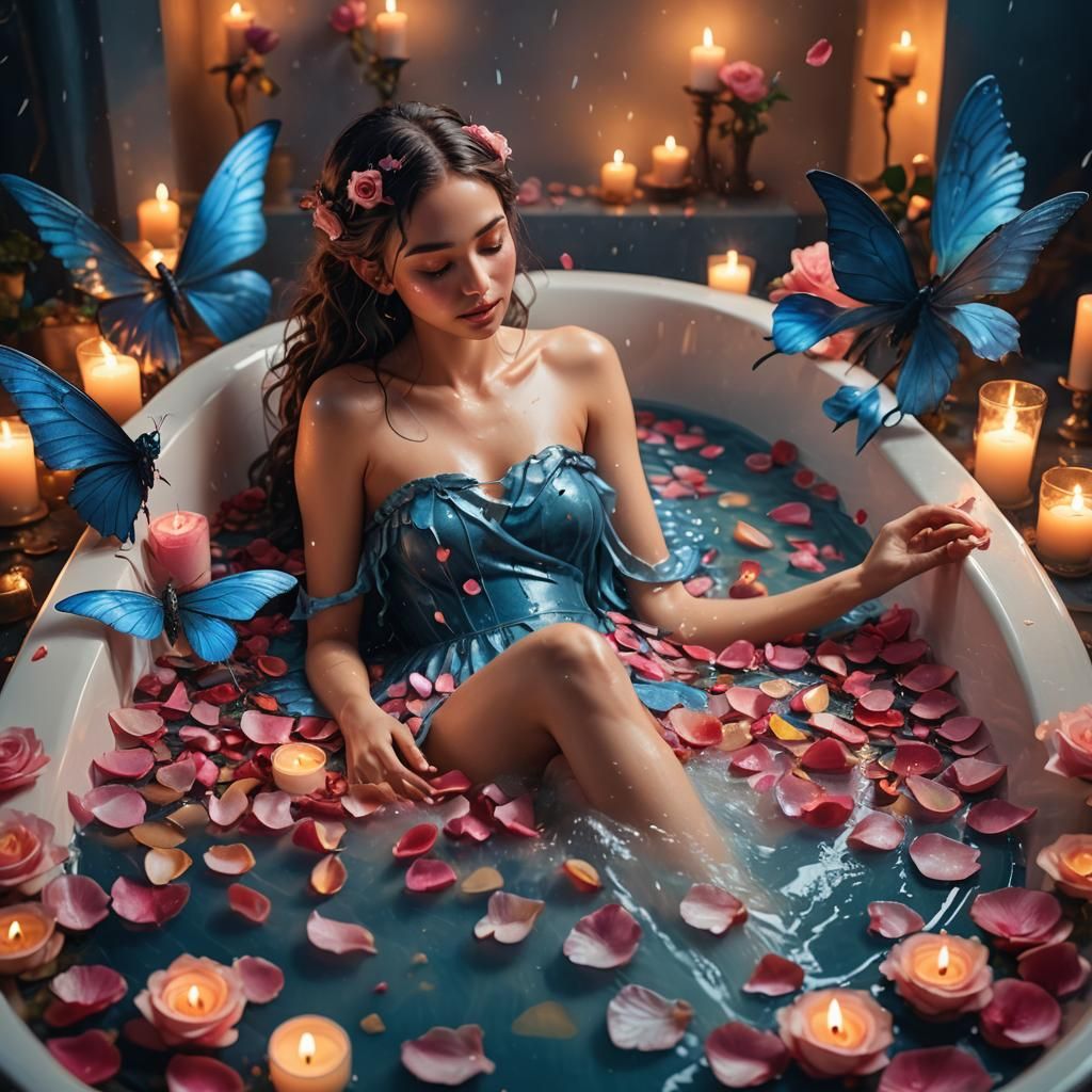 Fairy Girl Bathtub Portrait in Realistic Digital Art