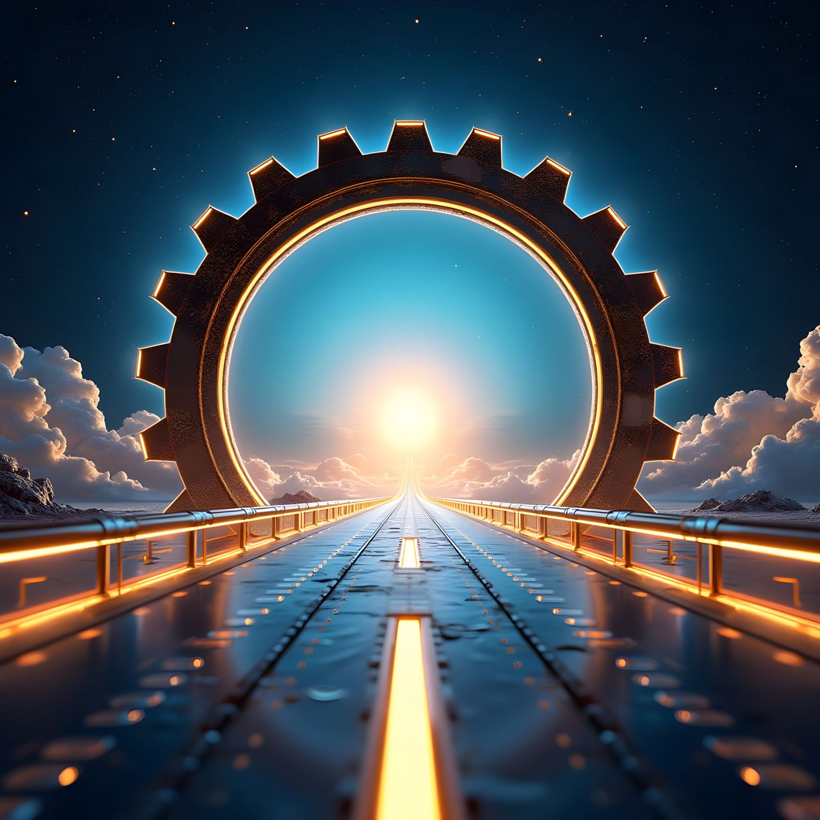 Elegant Futuristic Gala Background: New Journey - New Streng...