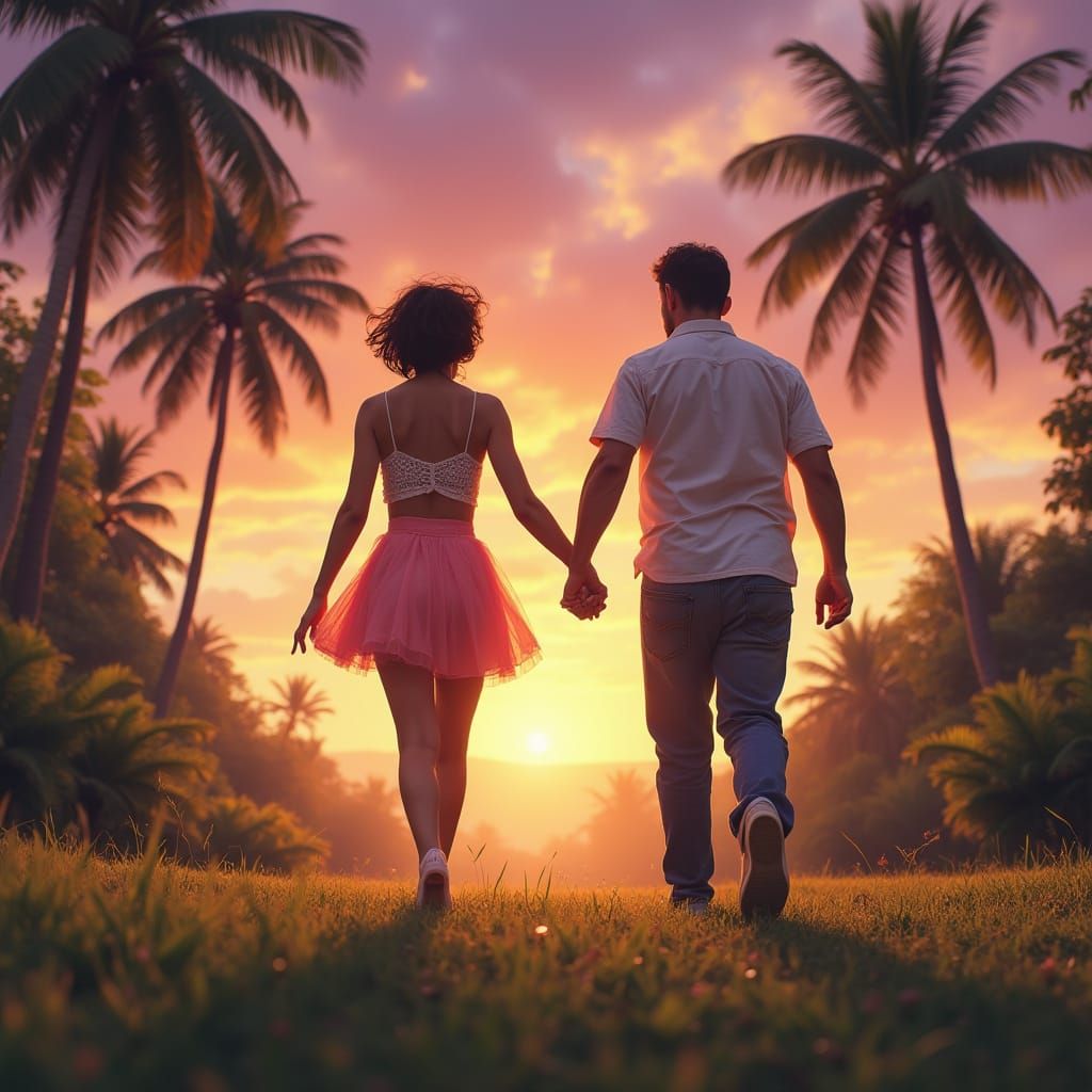 Woman in Park at Sunset, Golden Hour Portrait