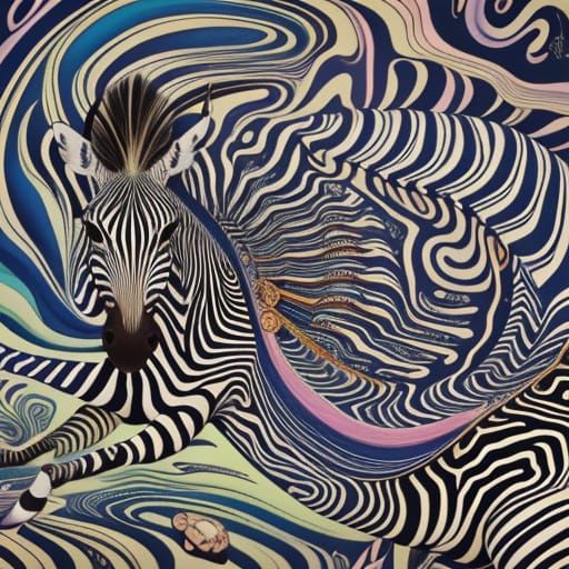 Surrealist Zebra Runs Through Dreamlike Savannah Landscape