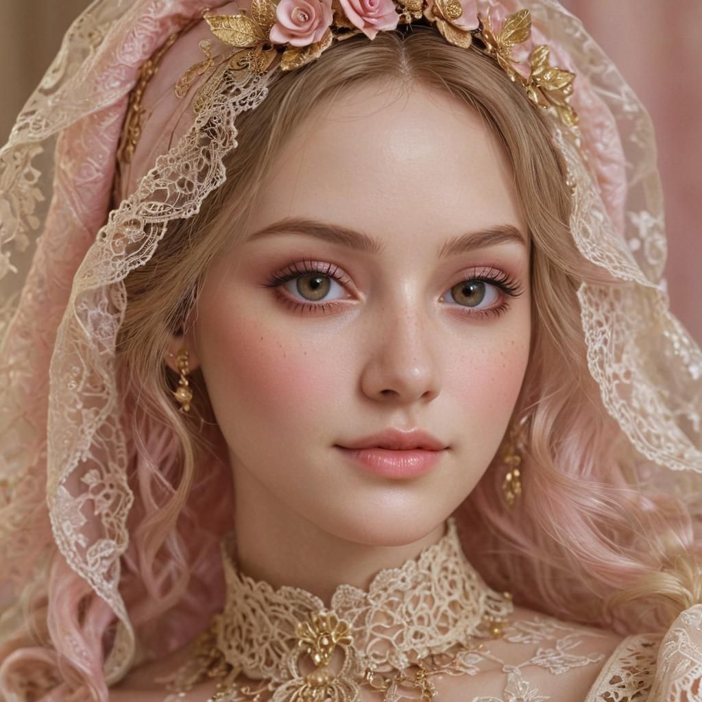 Hyperrealistic Feminine Portrait in Rembrandt Lighting