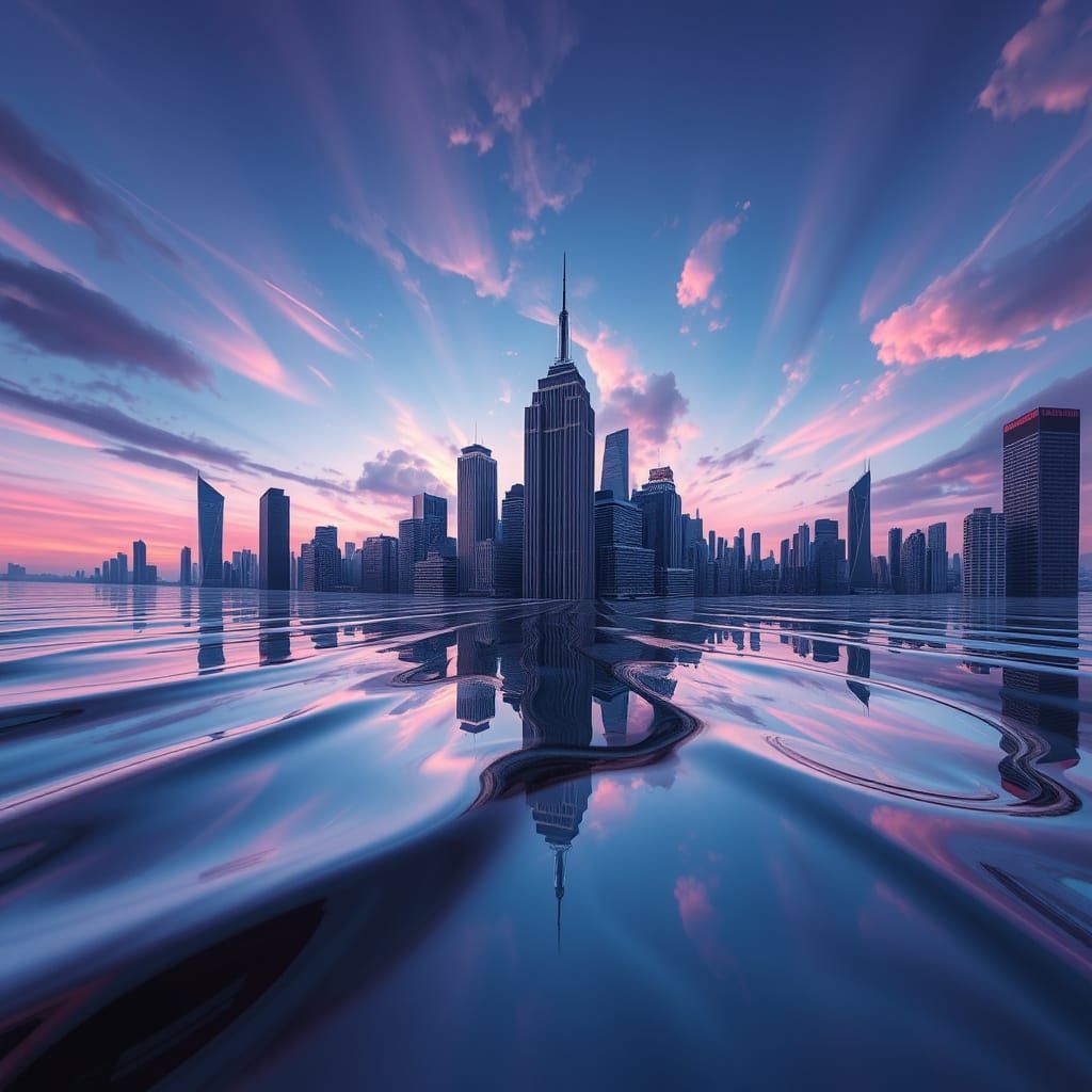 Dreamlike Cityscape in Cyberpunk Style