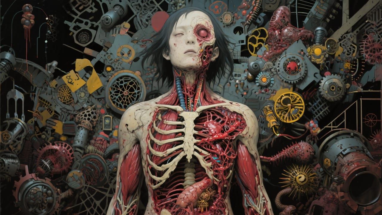 Grotesque Anatomical Horror in Shintaro Kago Style