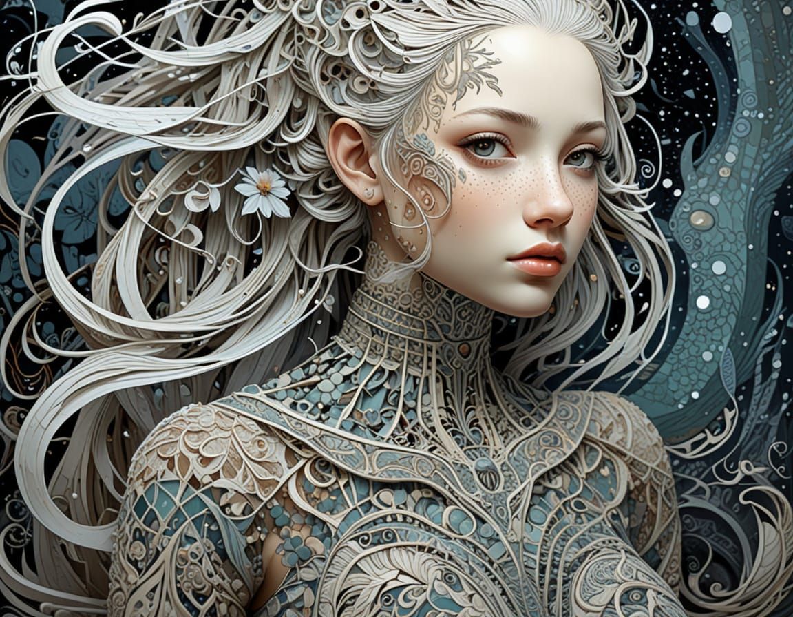 Intricate Grunge Fusion with Zentangle and Pointillism Eleme...