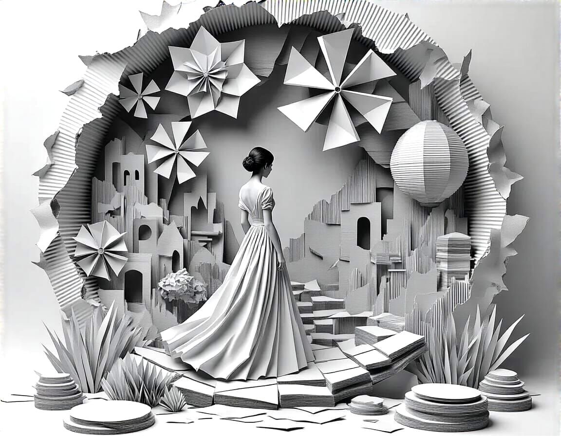 Abstract Paper Diorama Inspired by M.C. Escher