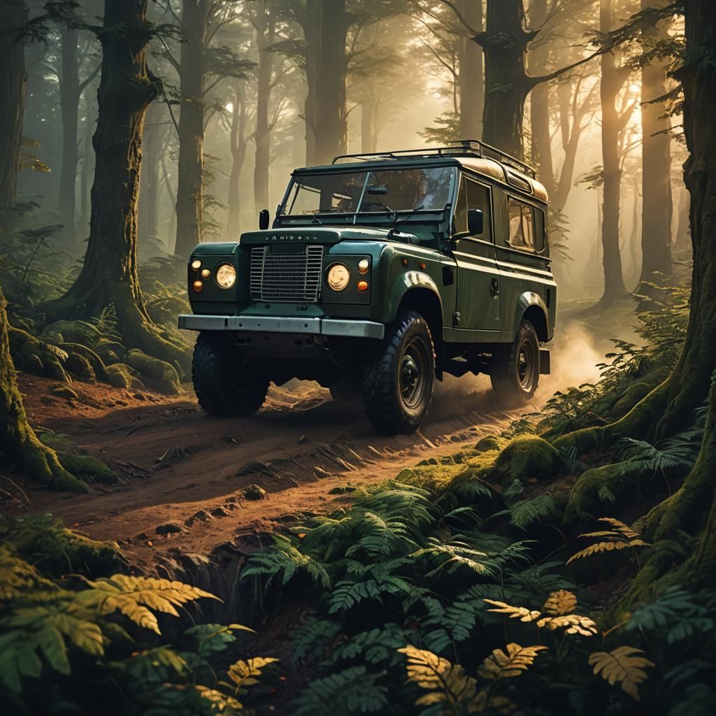 Land Rover 90 Drives Through Mystical Forest