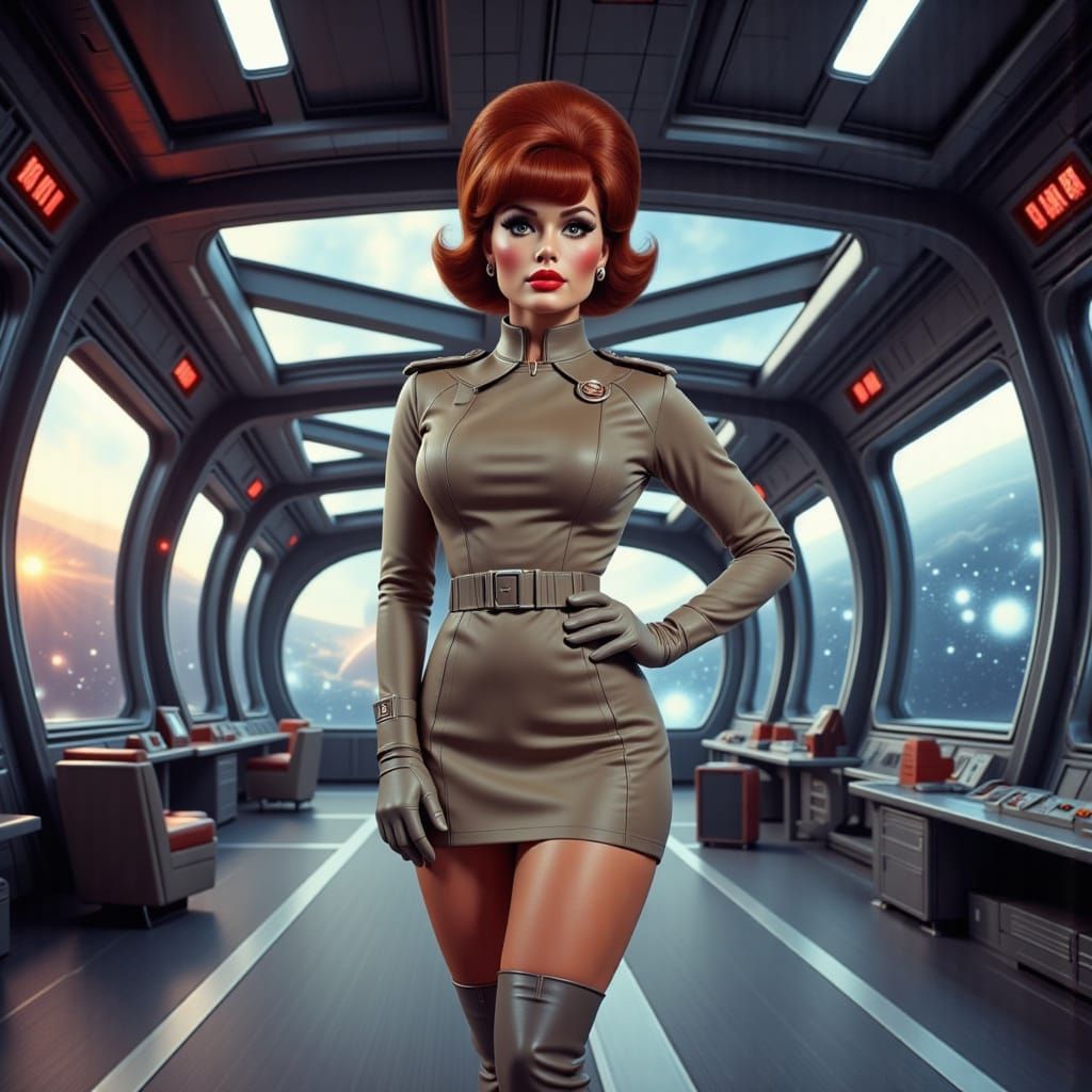 Confident Space Soldier in Futuristic Command Center