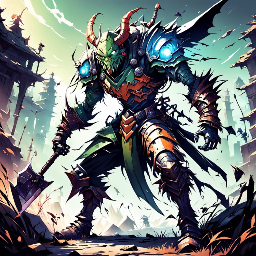 Insectoid Warrior in Exaggerated JRPG Armor