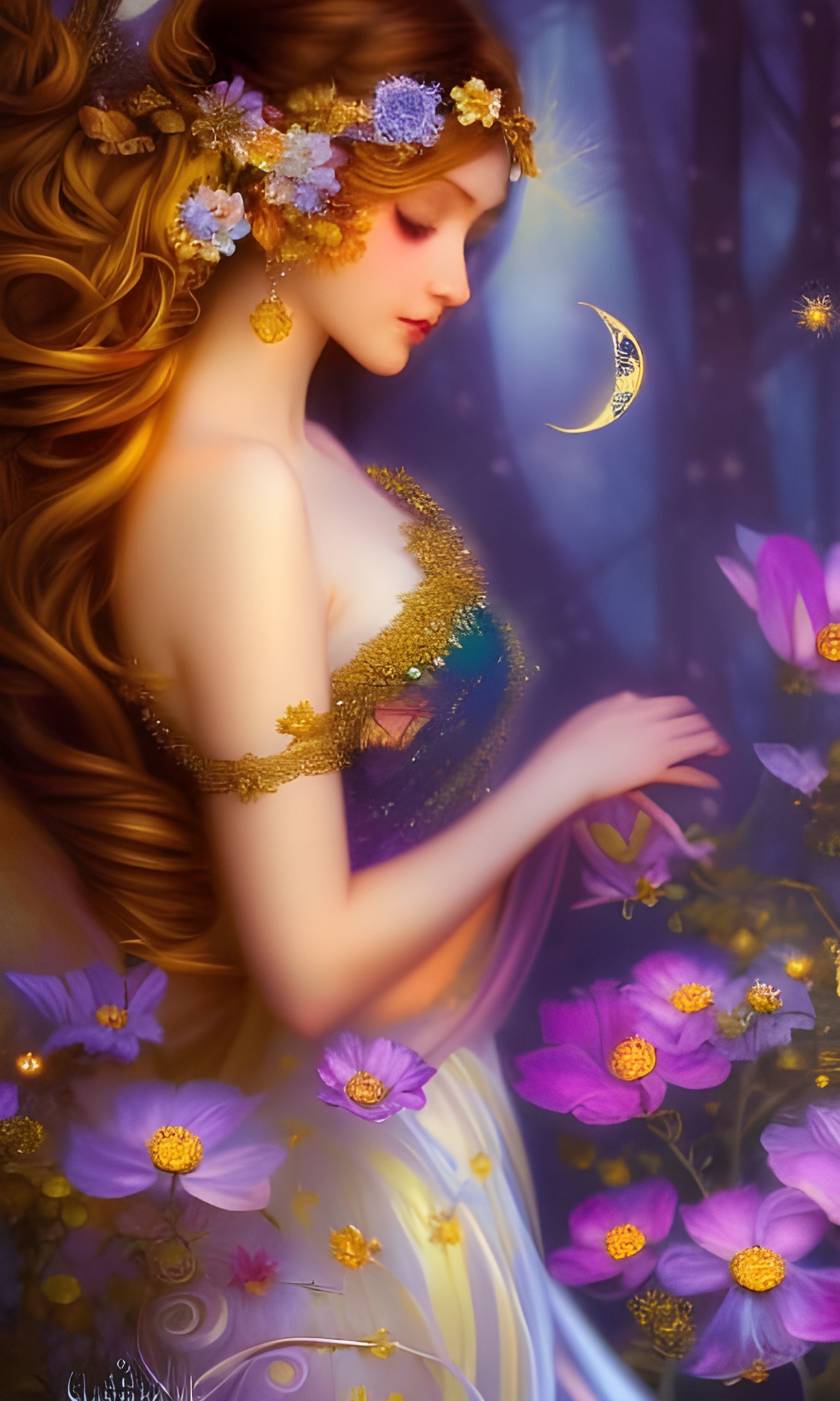 "Emy" and flowers in forest